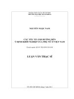 Các yếu tố ảnh hưởng đến ý định khởi nghiệp của phụ nữ ở việt nam  