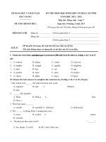 Tải Đề thi chọn học sinh giỏi môn Tiếng Anh lớp 7 tỉnh Bắc Giang năm học 2012 - 2013 - Đề thi học sinh giỏi môn tiếng Anh lớp 7 có đáp án