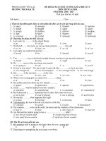 ĐỀ KHẢO SÁT CHẤT LƯỢNG GIỮA HỌC KỲ I MÔN TIẾNG ANH 8