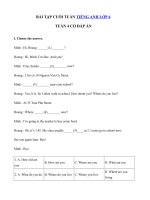 Tải Bài tập cuối tuần tiếng Anh lớp 6 Tuần 4 - Phiếu bài tập cuối tuần 4 tiếng Anh 6 mới có đáp án