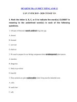 Tải Đề kiểm tra 15 phút lần 3 môn tiếng Anh lớp 12 năm 2019 - 2020 - Đề thi tiếng Anh lớp 12 có đáp án