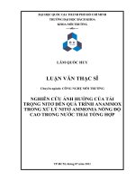 Nghiên cứu ảnh hưởng của tải trọng nitơ đến quá trình anammox trong xử lý nitơ ammonia nồng độ cao trong nước thải tổng hợp  