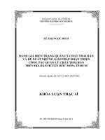 Đánh giá hiện trạng quản lý chất thải rắn và đề xuất những giải pháp hoàn thiện công tác quản lý chất thải rắn trên địa bàn huyện hóc môn, tp  hcm  