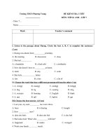 Tải Đề kiểm tra 1 tiết môn tiếng Anh lớp 7 trường THCS Phương Trung, Thanh Oai - Đề thi học kỳ môn tiếng Anh lớp 7 có đáp án