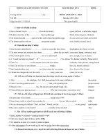 Tải Đề thi học kỳ 1 môn Tiếng Anh lớp 8 Phòng GD-ĐT Cần Giờ, TP. Hồ Chí Minh năm học 2015 - 2016 có đáp án - Đề kiểm tra học kỳ 1 Tiếng Anh 8 có đáp án