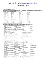 Tải Bài tập ôn hè môn Tiếng Anh lớp 7 (Đề nâng cao) - Bài tập Tiếng Anh lớp 7 có đáp án