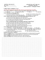 Đề kiểm tra giữa kì I môn Lịch Sử 7 năm học 2020 - 2021