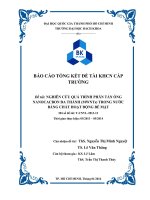 Nghiên cứu quá trình phân tán ống nanocacbon đa thành (mwnts) trong nước bằng chất hoạt động bề mặt  báo cáo tổng kết kết quả đề tài khcn cấp trường  msđt t cnvl 2013 13  