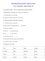 Tải Đề kiểm tra 1 tiết số 2 môn Tiếng Anh lớp 6 Thí điểm trường THCS Văn Điển, Hà Nội - Đề kiểm tra tiếng Anh 6 mới có đáp án