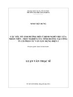 Các yếu tố ảnh hưởng đến ý định nghỉ việc của nhân viên   một nghiên cứu tình huống tại công ty cổ phần tư vấn xây dựng điện 2  