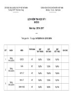 Lịch kiểm tra học kỳ 1 năm học 2016-2017_khối Trung học cơ sở