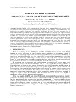 Using group work activities to enhance student’s participation in speaking classes  