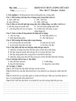 Đề kiểm tra giữa kì I môn Địa 7 năm học 2020 - 2021