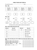 TOÁN 1 PHIẾU CUỐI TUẦN 20 