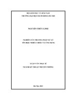 Nghiên cứu phương pháp xử lý tín hiệu nhiều chiều và ứng dụng