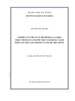 Nghiên cứu đề xuất mô hình lựa chọn thực phẩm của người việt nam bằng cách tiếp cận giữa sản phẩm và người tiêu dùng  