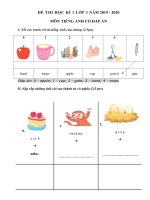 Đề thi Tiếng Anh lớp 1 học kì 1