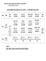 Lịch kiểm tra học kì II năm học 2015-2016