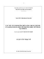 Các yếu tố ảnh hưởng đến lòng trung thành thương hiệu mỹ phẩm tp  hồ chí minh  