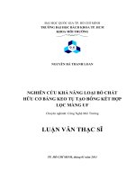 Nghiên cứu khả năng loại bỏ chất hữu cơ bằng keo tụ tạo bông kết hợp lọc màng uf  
