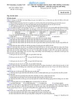 Đáp án và Đề thi tốt nghiệp thpt môn Sinh năm 2014 – Giáo dục trung học phổ thông | dethivn.com