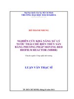 Nghiên cứu khả năng xử lý nước thải chế biến thủy sản bằng phương pháp moving bed biofilm reactor (mbbr)  