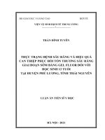 Thực trạng bệnh sâu răng và hiệu quả can thiệp phục hồi tổn thương sâu răng giai đoạn sớm bằng gel fluor đối với học sinh 12 tuổi tại huyện phú lương, tỉnh thái nguyên 