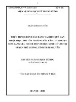 Thực trạng bệnh sâu răng và hiệu quả can thiệp phục hồi tổn thương sâu răng giai đoạn sớm bằng gel fluor đối với học sinh 12 tuổi tại huyện phú lương, tỉnh thái nguyên tt 