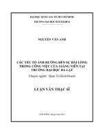 Các yếu tố ảnh hưởng đến sự hài lòng trong công việc của giảng viên tại trường đại học đà lạt  
