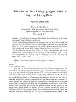 Phát triển hợp tác xã nông nghiệp ở huyện Lệ Thủy, tỉnh Quảng Bình