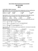 Bài tập ôn môn tiếng Anh lớp 9 tháng 3