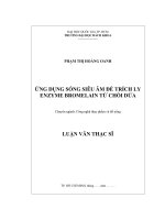 Ứng dụng sóng siêu âm để trích ly enzyme bromelain từ chồi dứa  