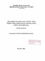 Xác định các loại có độc tính trong thực phẩm bằng phương pháp phân tích hiện đại