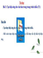 Chủ đề 4: Bài 3 Tạo hiệu ứng cho băn bản trong trang trình chiếu | Tiểu học Dương Quang