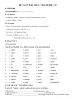 Đề cương ôn tập giữa kì I môn Tiếng Anh 7 (2020-2021)