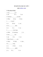 Tải Đề thi học kì 1 lớp 3 môn Tiếng Anh năm học 2018 - 2019 số 11 - Đề kiểm tra Tiếng Anh lớp 3 học kì 1 có đáp án