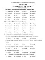PHIẾU ÔN TẬP MÔN TIẾNG ANH K7 ( từ 23.3 đến 30.3.2020)