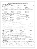 PHIẾU BT ÔN KIỂM TRA 1 TIẾT  UNIT  7 8 9