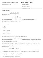 Đề mẫu kiểm tra HKII Môn Toán - Khối 11 năm học 2016-2017