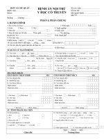 Mẫu bệnh án nội trú y học cổ truyền 2019