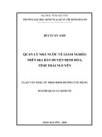 Quản lý nhà nước về giảm nghèo trên địa bàn huyện Định Hóa tỉnh Thái Nguyên
