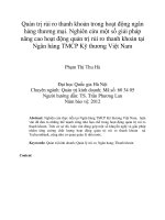 Quản trị rủi ro thanh khoản trong hoạt động ngân  hàng thương mại. Nghiên cứu một số giải pháp  nâng cao hoạt động quản trị rủi ro thanh khoản tại  Ngân hàng TMCP Kỹ thương Việt Nam