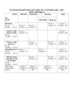 MA TRẬN KIỂM TRA GIỮA HỌC KỲ I NĂM HỌC 2020 - 2021