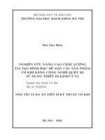 Nghiên cứu nâng cao chất lượng tái tạo hình học bề mặt các sản phẩm cơ khí bằng công nghệ quét 3d sử dụng thiết bị kinect v2 (tt) 