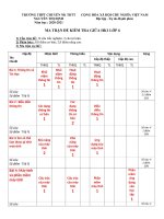MA TRẬN KIỂM TRA GIỮA HỌC KỲ I NĂM HỌC 2020 - 2021