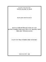 Quản lý bồi dưỡng kỹ năng tư vấn hướng nghiệp cho giáo viên các trường trung học phổ thông phía Bắc tỉnh Hà Giang