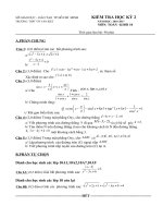 Đề mẫu kiểm tra HKII Môn Toán - Khối 10 năm học 2016-2017