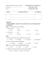 Đề kiểm tra giữa kì môn Toan - Khối 4