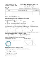 Đề kiểm tra cuối học kì 1 môn Toán Lớp 3 năm học 2020 - 2021
