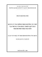 Quản lý tài chính theo hướng tự chủ tại Trung tâm phát triển quỹ đất thành phố Thái Nguyên